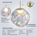 Lighting Iridescence PVD Rainbow Dining Pendant Light - Modern Hidden LED Hanging Lamp for Commercial & Home Ceiling Decor