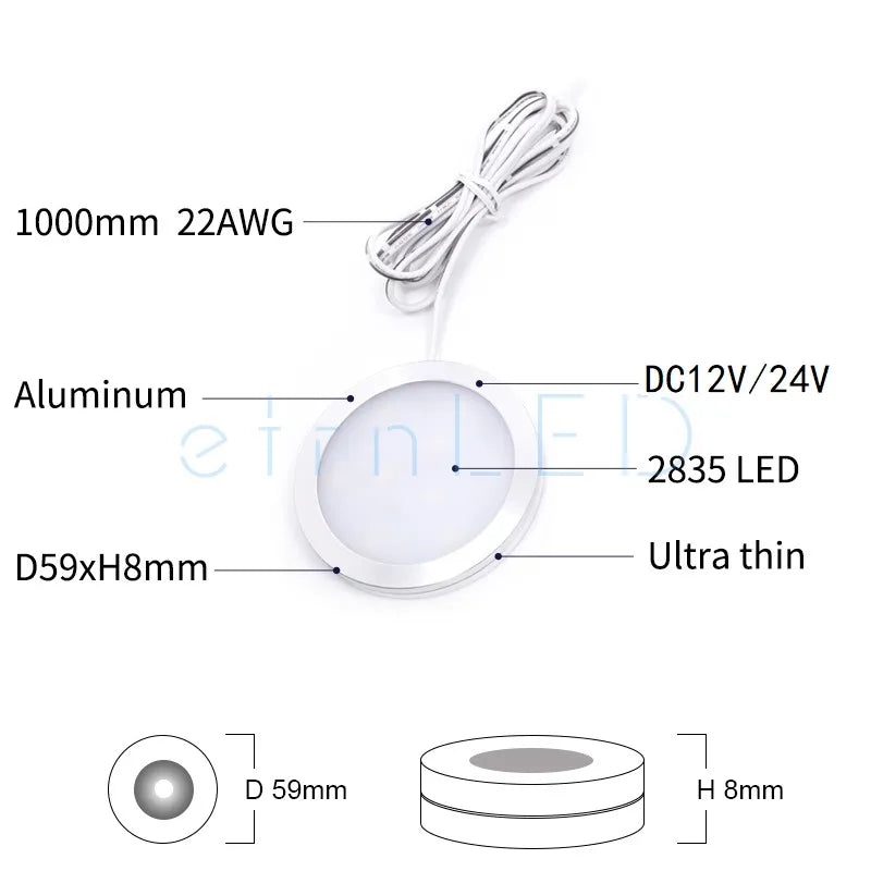 LED 3W Spotlight Mini Led 12V 24V Ultra Thin Ceiling Light Surface Mounted Dimmable Round Spot Lamp Interior Kitchen Cabinet
