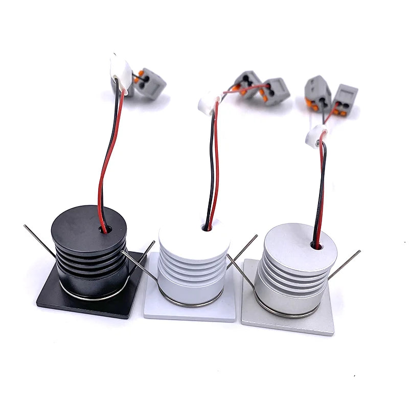 LED 3W Led Ceiling Spotlights Square Mini Spot 12V 24V Interior Home Cabinet Recessed Down Light with Quick Connector