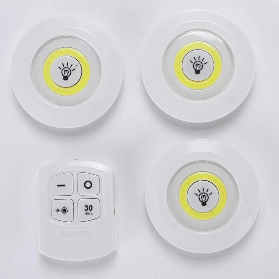 Kit 3 Lamp Led Spot Wireless Remote Control Luminaire