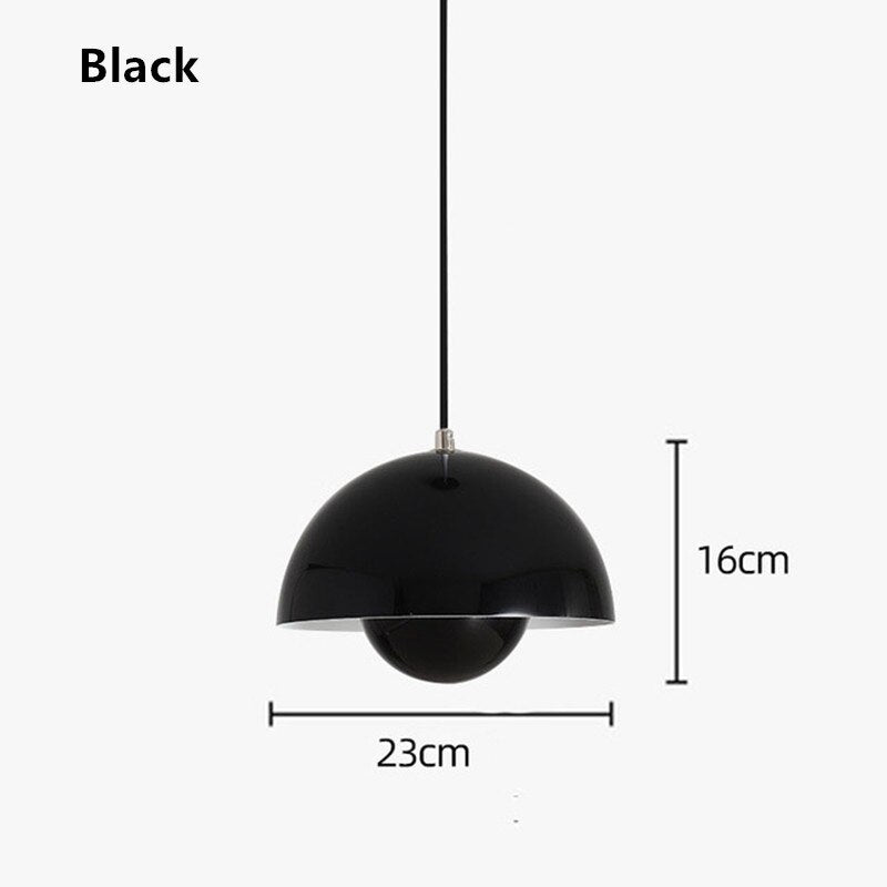 LED Flower Bud Chandelier Pendant Lamp Denmark Flower Bud Ceiling Lamp Cellular Metal Chandelier Black Semicircular Hanging Lamp