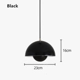 LED Flower Bud Chandelier Pendant Lamp Denmark Flower Bud Ceiling Lamp Cellular Metal Chandelier Black Semicircular Hanging Lamp