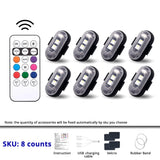 Remote Control RGB LED Strobe Light Wireless Rechargeable Footwell Lights Exterior Interior Decorative for SUV Truck Motorcycle