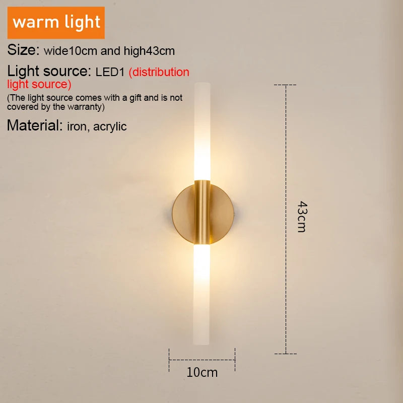  Metal Tube Pipe Up Down Light Wall Sconce For Bedroom Foyer Washroom Living Room Toilet Bathroom Decorative Lights