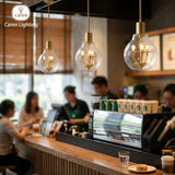 Caren Lighting Dreamy Light Giant Chandelier Black Electroplated Transparent Glass King Edison Ghost Pendant Hand-Blown