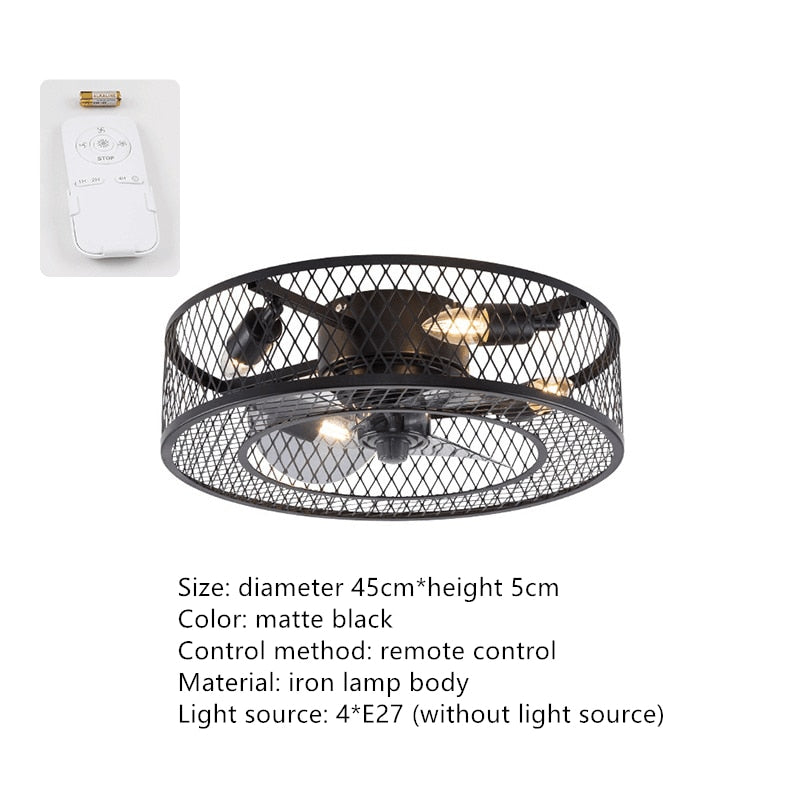 Black Industrial Ceiling Fan Lamp Chandeliers 220v 110v Remote Control Lamps Living Room Bedroom Fans Light Loft Free Delivery