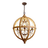 Retro Chandelier Lighting Industrial Hanging Pendant Lamp Globe Dining Living Room Wood Farmhouse Vintage Island Light