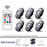 Remote Control RGB LED Strobe Light Wireless Rechargeable Footwell Lights Exterior Interior Decorative for SUV Truck Motorcycle
