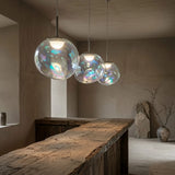 Lighting Iridescence PVD Rainbow Dining Pendant Light - Modern Hidden LED Hanging Lamp for Commercial & Home Ceiling Decor