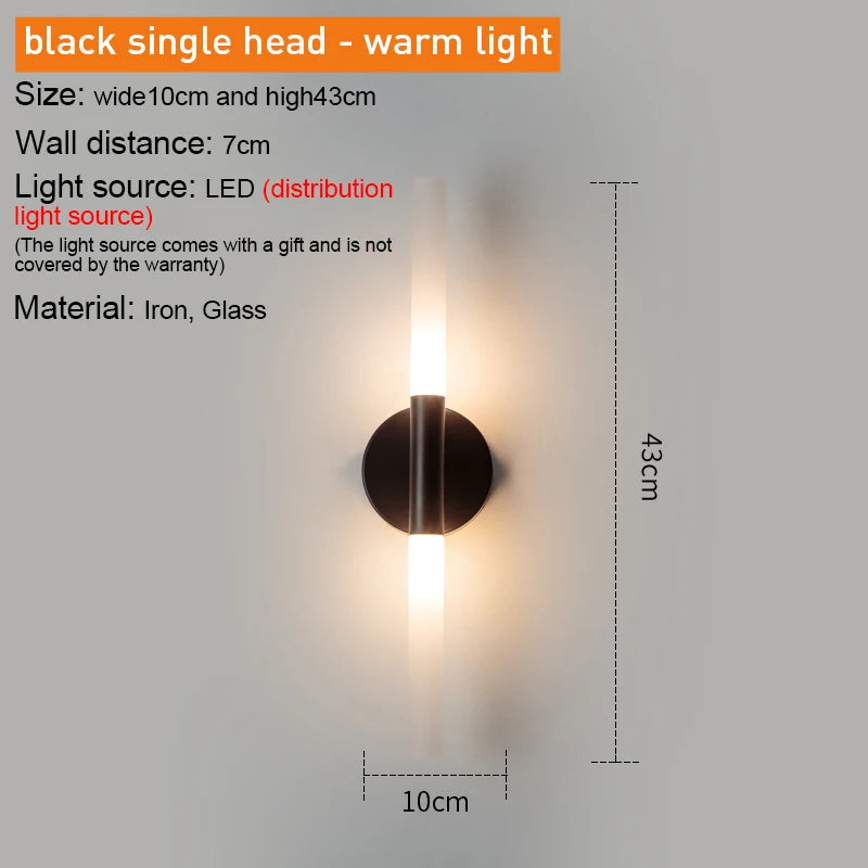  Metal Tube Pipe Up Down Light Wall Sconce For Bedroom Foyer Washroom Living Room Toilet Bathroom Decorative Lights