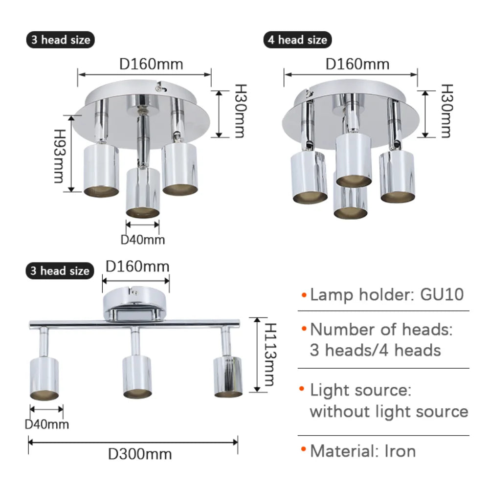 Modern Ceiling Light Lamp Multiple Rod Dome Night Lamps 4 GU10 Heads 100-240V Loft Lamp Home Decors Lighting Holder Fixture