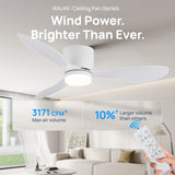 42/52 Inch Ceiling Fan Light - High Airflow LED Dual Function for Living Room & Bedroom, Remote & Timer, Easy Installation