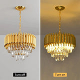 Modern Gold Crystal Chandelier, Luxury 3-Tier K9 Crystal Chandelier for Dining Room/Living Room/Kitchen Island/Bedroom