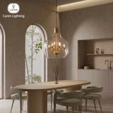 Caren Lighting Dreamy Light Giant Chandelier Black Electroplated Transparent Glass King Edison Ghost Pendant Hand-Blown