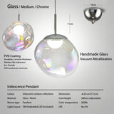 Lighting Iridescence PVD Rainbow Dining Pendant Light - Modern Hidden LED Hanging Lamp for Commercial & Home Ceiling Decor