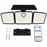 368 LED Triple-Head Solar Motion Sensor Outdoor Floodlight - Remote Control Waterproof Wall Lamp for Garage, Patio & Garden