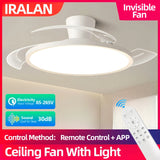 Modern Invisible Ceiling Fan with LED Light - DC Motor & Remote
