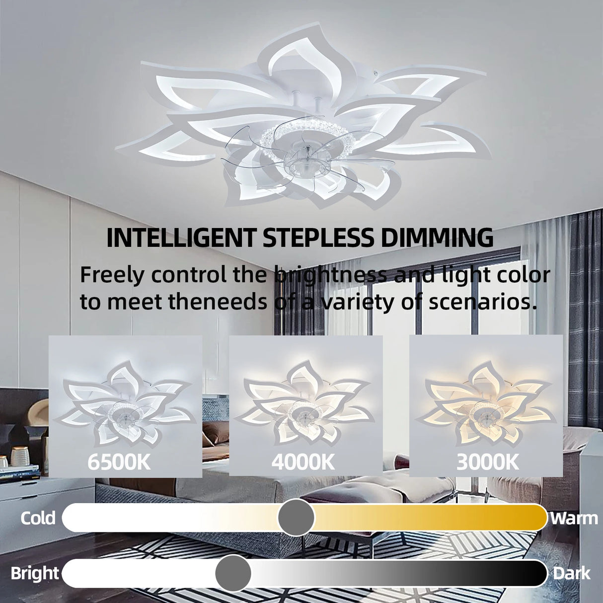 Modern LED ceiling fan lights with remote control chandelier lights Lamps for room living room dining room home appliance