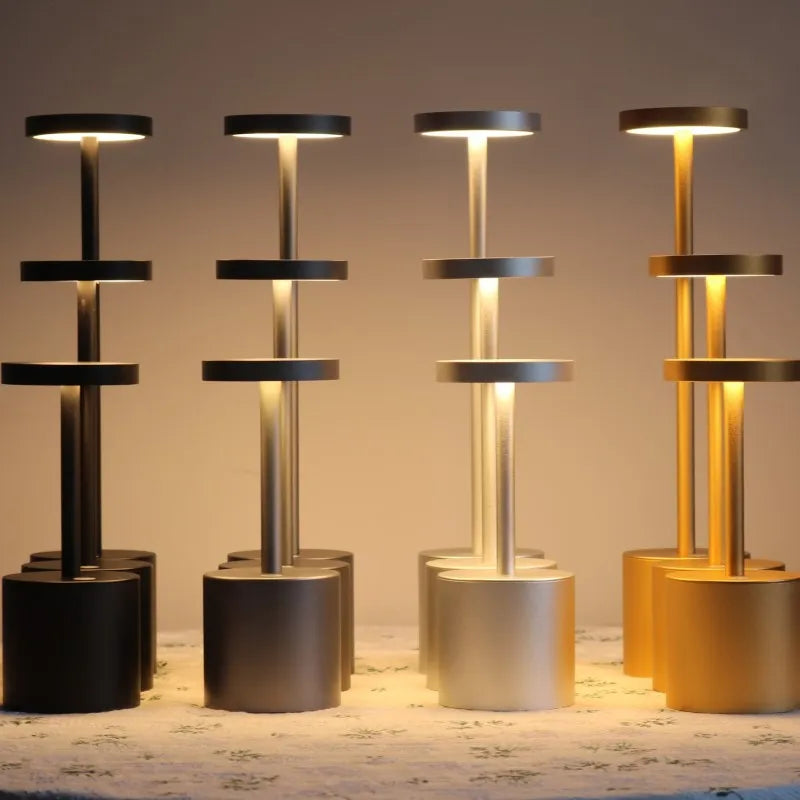 Golden Mini Aluminium Alloy Touch Dimmable Cordless Table Lamp With 5200ma Rechargeable Battery For Restaurant Hotel Ktv Bar