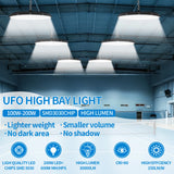 4PCS 100W/200W UFO LED High Bay Lights (30,000LM) - Super Bright Waterproof Industrial Lighting Fixtures for Garage, Gym & Warehouse