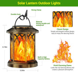 Waterproof Outdoor Solar Flame Lantern - Auto On/Off Vintage Bronze Hanging Decorative Light for Patio, Garden & Table