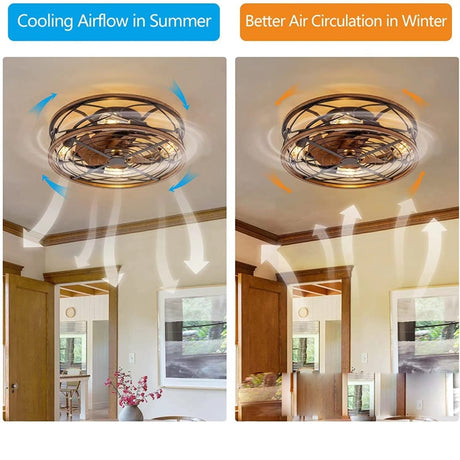 Modern Retro Ceiling Light Invisible Fan Light DC Motor 110V Dining Room Light Nordic Modern Bedroom Ceiling Fan Light