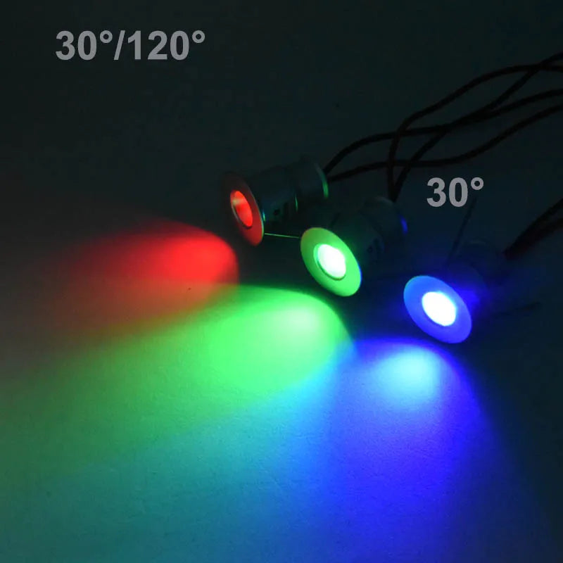 RGB 1W 12V Mini LED Downlight Dimmable IP65 Outdoor Interior Spotlight Stair Cabinet Lamp Cooker Hood Spot Sauna Kit Bulb Light