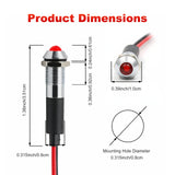 8mm Metal LED Flashing Indicator - 12V 24V Red Warning Signal Lamp
