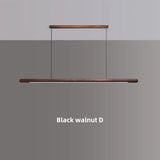 Solid Wood Hanging Lamp Nordic LED Wood Pendant Light Modern Table Long Linear Light Round Hanging Fixtures for Kitchen Island