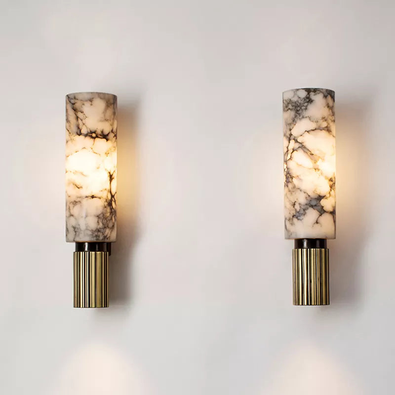 FSS Modern Chinese Marble Wall Lamp Copper Light Luxury Natural Marble Wall Lamp Villa Aisle Corridor Bedroom Study Wall Lamp