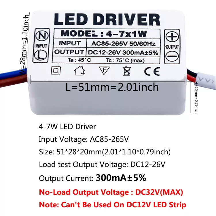 LED Driver 300mA 1-3w 4-7w 8-12w 18w 20w 18-25w 25-36w LED Constant Current Driver Power Unit Supply For Driver LED Transformer