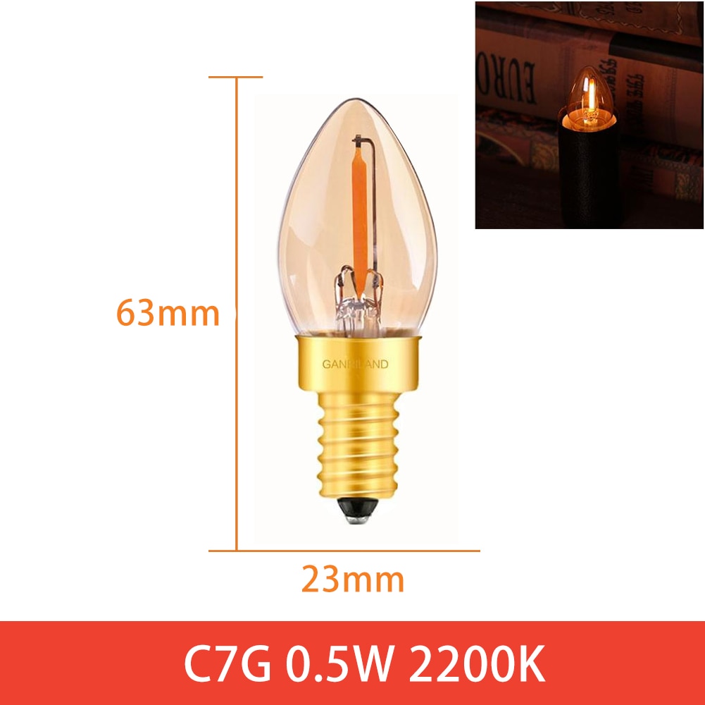 Led Candle Light Bulb E12 E14 Effect Dimmable Bulb C7 0.5W T22G 1W Home For Decors Lighting Ampoule Candle Bulb