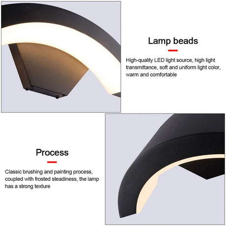 18/24W Modern PIR Motion Sensor Curved Led Wall Lamp Outdoor Waterproof IP65 Front Door Garden Porch Sconce Induction Wall Light