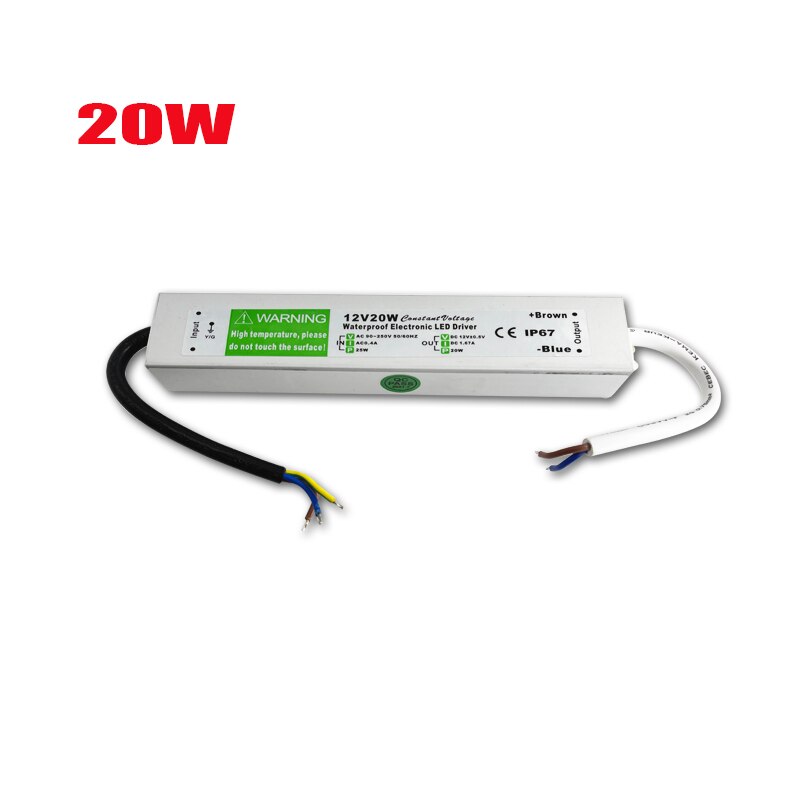 Waterproof IP67 LED Driver Ac DC 12V/24V 10W 15W 20W 25W 30W 36W 45W 50W 60W 80W 100W 120W 150W Power Supply for LED Strip Light