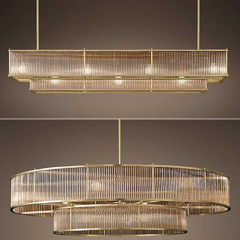 E14 LED Retro American Copper Golden Round Linear Pendant Lights.Pendant Light Suspension Luminaire Lampen For Dinning Room