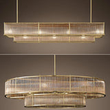 E14 LED Retro American Copper Golden Round Linear Pendant Lights.Pendant Light Suspension Luminaire Lampen For Dinning Room