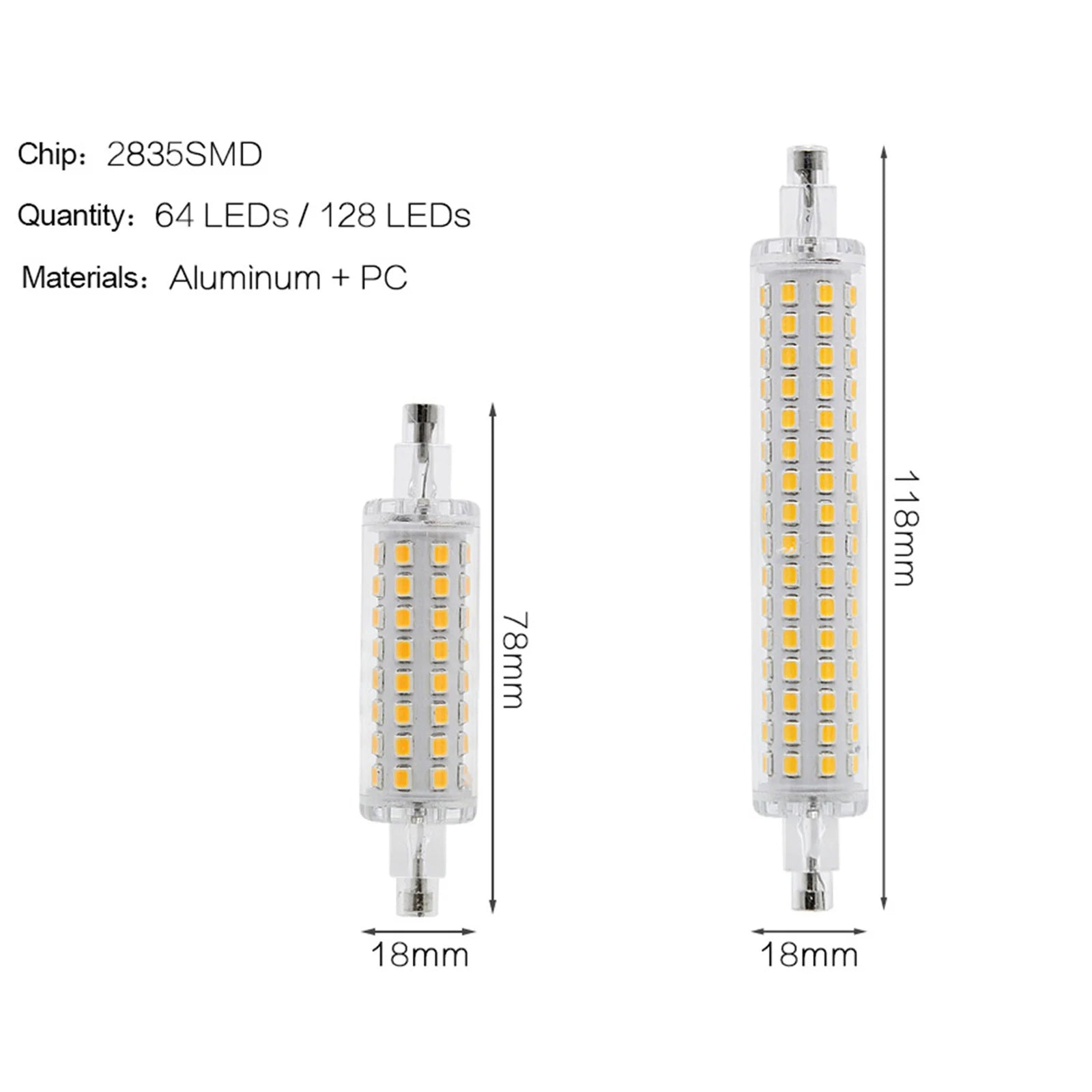 12W 16W R7S 78mm 118mm LED Flood Light Bulb 64LEDs 128LEDs 2835 SMD Replace 60W 120W Halogen 110V 220V Lamp