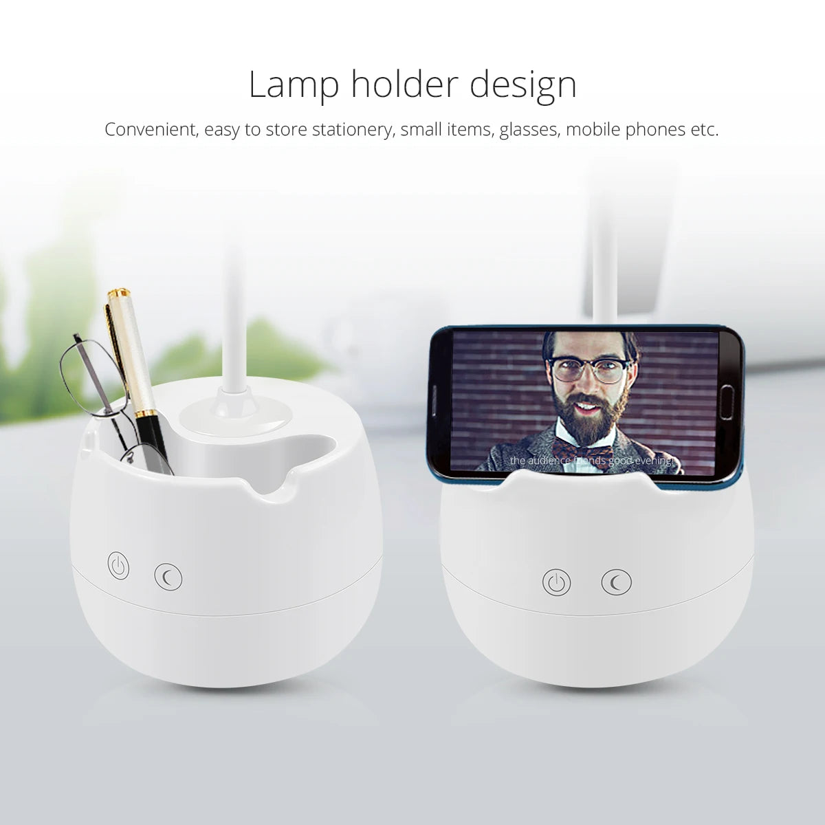 LED Reading Light Table Lamp Book Lights Power Bank Operated 5V LED USB Light Rechargeable Desk Lamp with Dimmer Pen Holder Clip