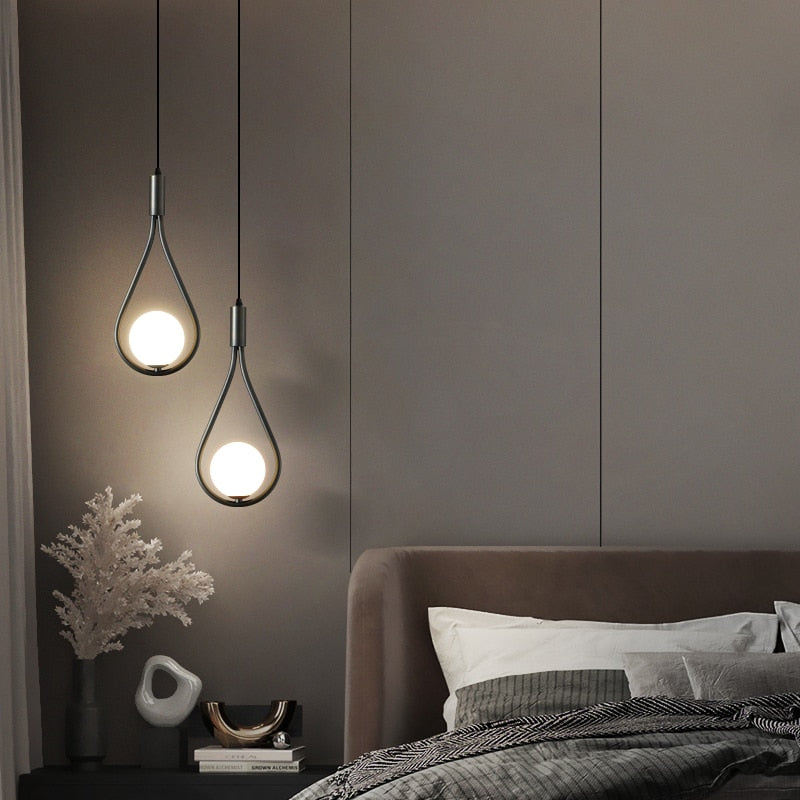 Glass ball brass pendant lighs Nordic bedroom bedside simple home decor Restaurant Bar hanging lamp