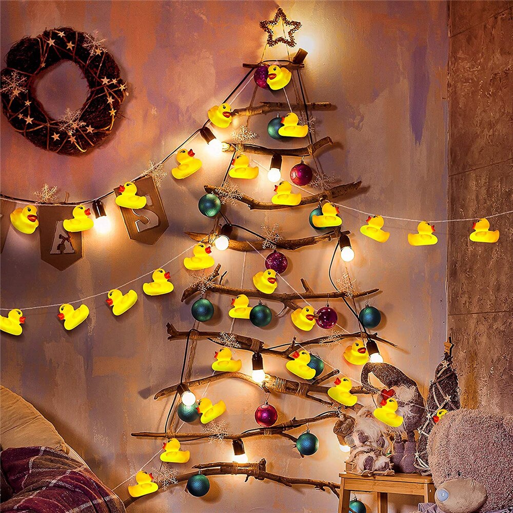 Mini Yellow Duck LED String Light Glow Indoor Outdoor Xmas Wedding Party Battery Operated LED Fairy Light