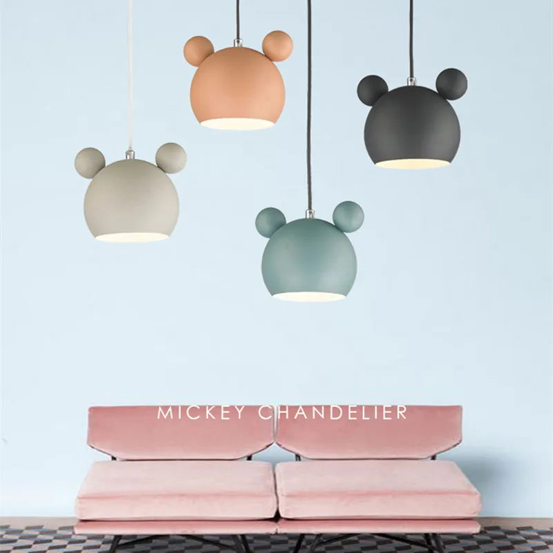Nordic Style E27 Macaron Cartoon Pendant Lamp Simple Iron Child Room Chandelier For  Kitchen Living Room Hotel Indoor Lighting