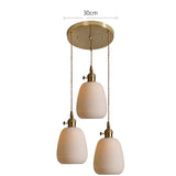Nordic White Ceramic LED Pendant Lights Fixtures Knob Switch For Bedroom Dinning Living Room Modern Copper Hanging Lamp