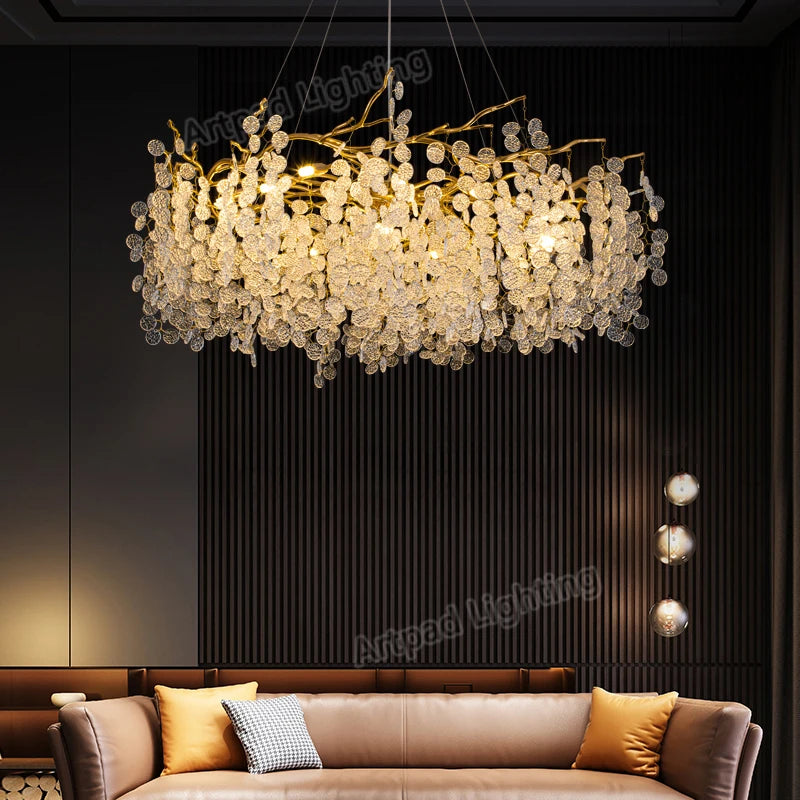 Crystal Ceiling Chandelier Led Luxury Indoor Lighting Home Decoration For Living Room Bedroom Large Hanging Chandeliers Gold