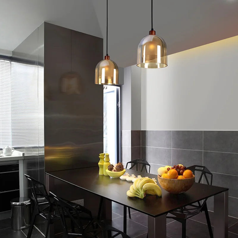 Nordic Modern loft hanging Glass Pendant Lamp Fixtures E14 LED Pendant lights for Kitchen Restaurant Bar living room bedroom