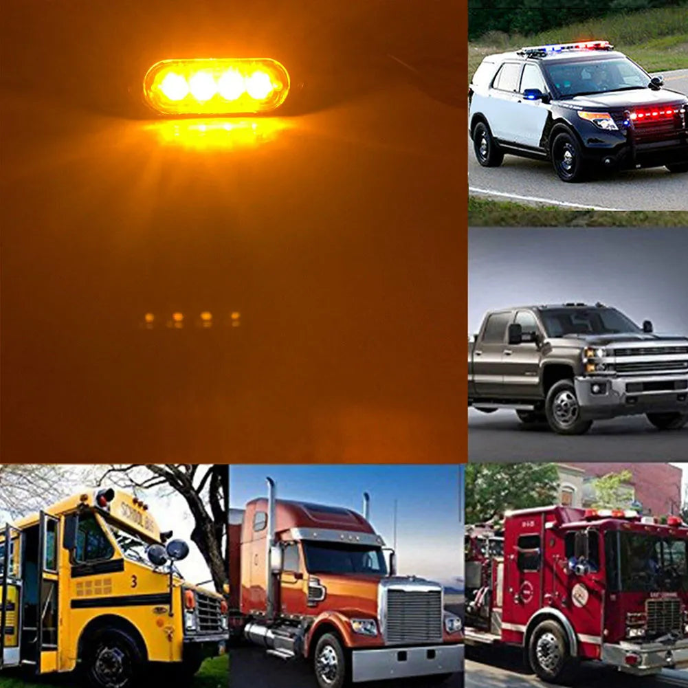 Car LED Warning Light with Plate Number, Grill, Breakdown, Emergency, Side Light for Trucks, Trailers - Amber, 12-24V