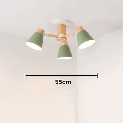 Modern solid wood living room pendant lamp E27 ceiling lamp bedroom ceiling pendant lamp hotel restaurant interior lighting bulb