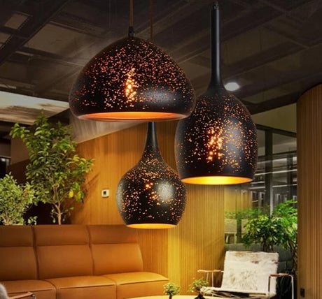 Vintage Pendant Lamp Black Iron Etching Lampshade Bar/Teahouse/Restaurant Indoor Lighting American Creative E27 Pendant Lights