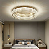 Modern Crystal Circle Chandelier - Minimalist LED Ring Light for Living Room