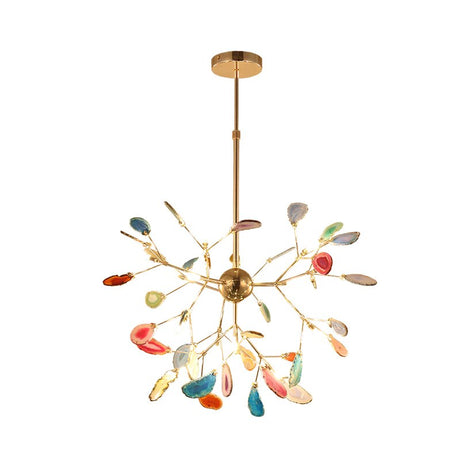 Modern Agate Decors Chandelier Lighting Color Carnelian Branches Hanging Lamp Living Room Bedroom Kitchen Lamp Interior Lighting