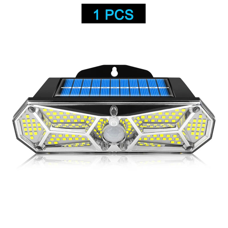 Solar Lights Outdoor Motion Sensor 158LEDs IP65 Waterproof Super Bright Solar Wireless Wall Lamp with 3Modes and 8Wide Angle